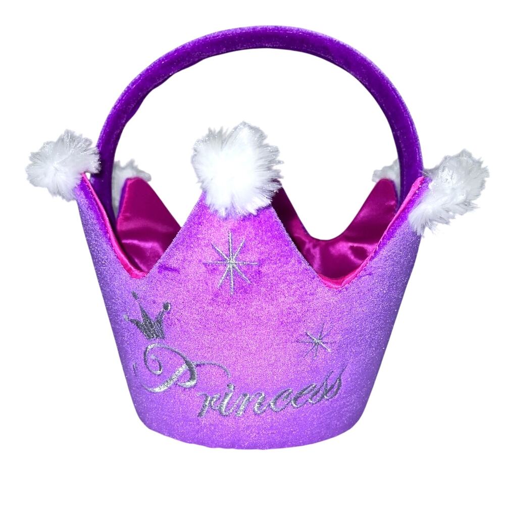 Dan Dee Princess Purple Velvet Crown Basket Plush Easter Halloween Storage